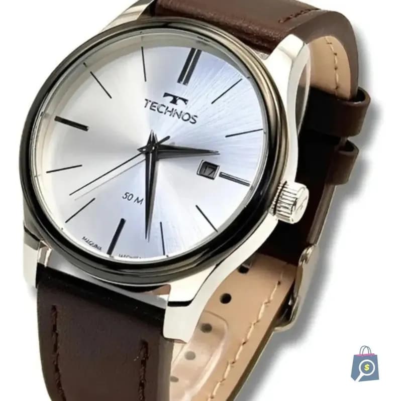 Relógio Technos Masculino Steel Prateado com Pulseira de Couro