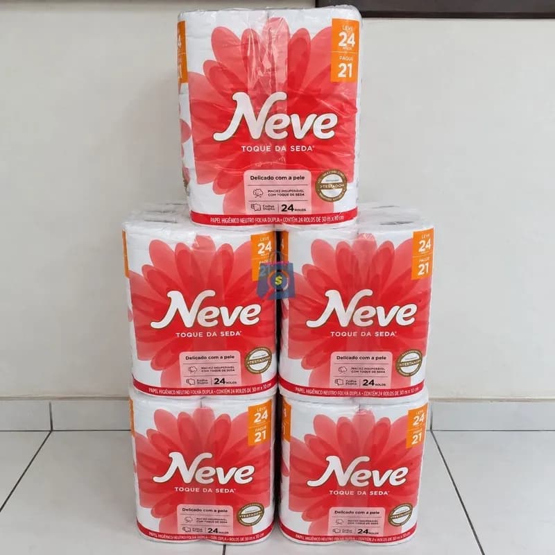 Papel Higiênico Toque de Seda Folha Dupla 24 Unidades Neve