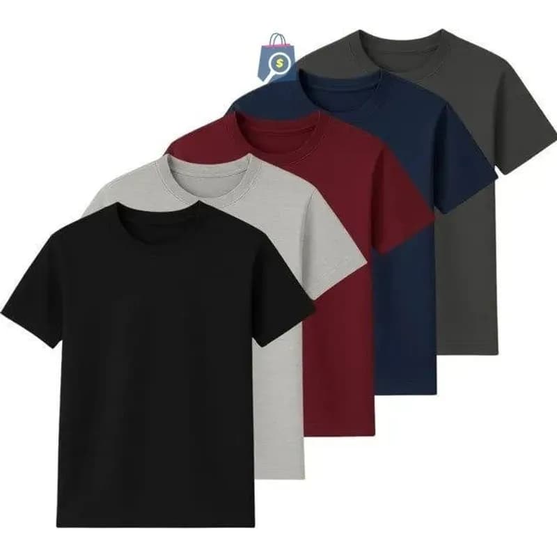 Camiseta Básica Masculina de Algodão Gola Redonda Kit com 5