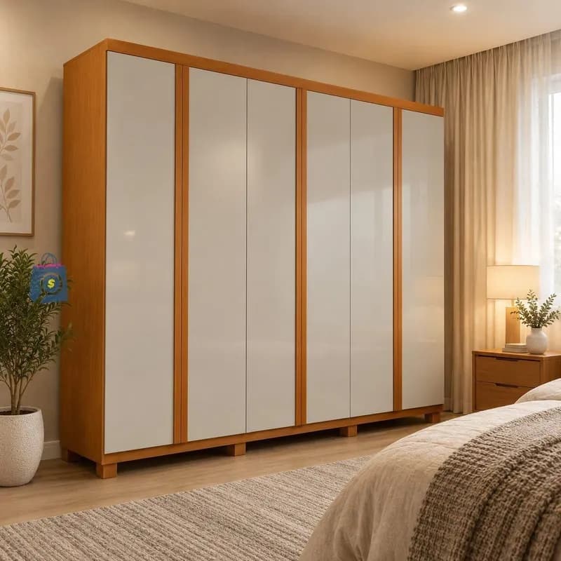 Guarda-roupa Casal 100% MDF 6 Portas 2 Gavetas Multimóveis CR35547 Bege