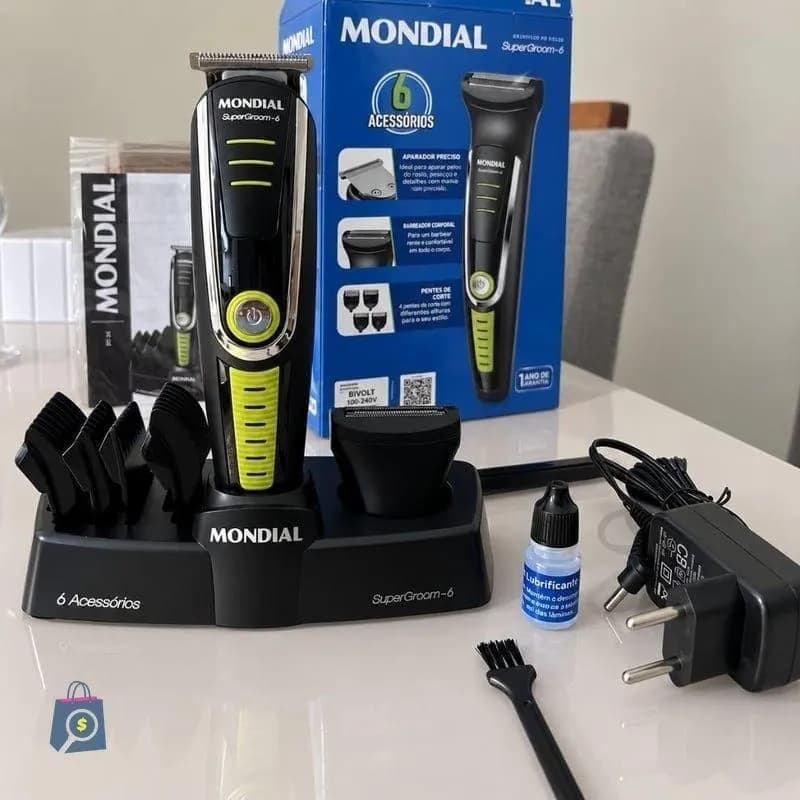 Cortador de Cabelo Mondial Super Groom 6 BG-04 Preto/Verde
