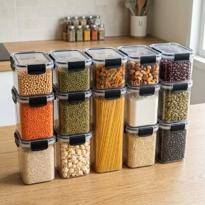 Kit 15 Potes Herméticos Com Trava Lateral E Vedação