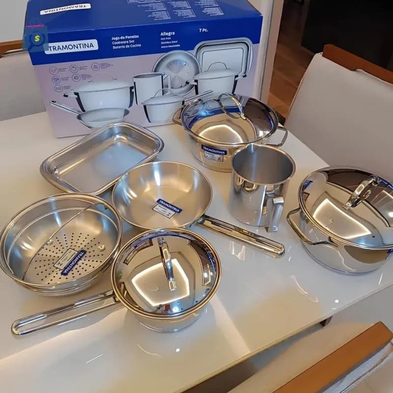 Jogo de Panelas Tramontina Inox Allegra 7 Peças + Pegador