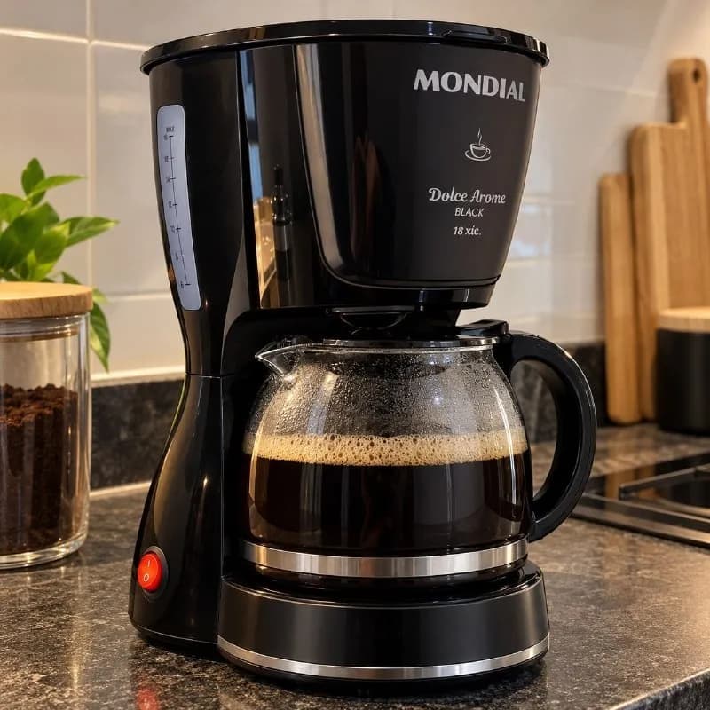 Cafeteira Elétrica Mondial Dolce Arome Black 18 Xícaras