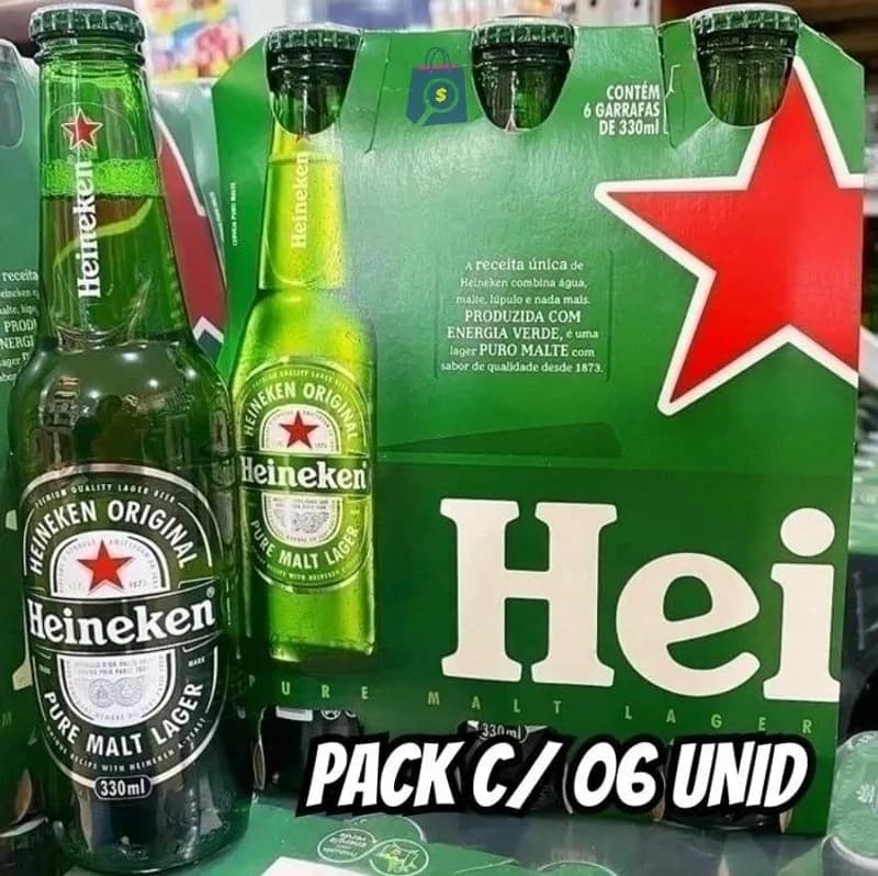 Cerveja Heineken Long Neck, Pack 6 Unidades, 330ml