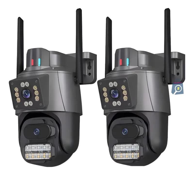 Kit 2 Câmeras de Segurança IP App ICSee Lente Dupla Preto