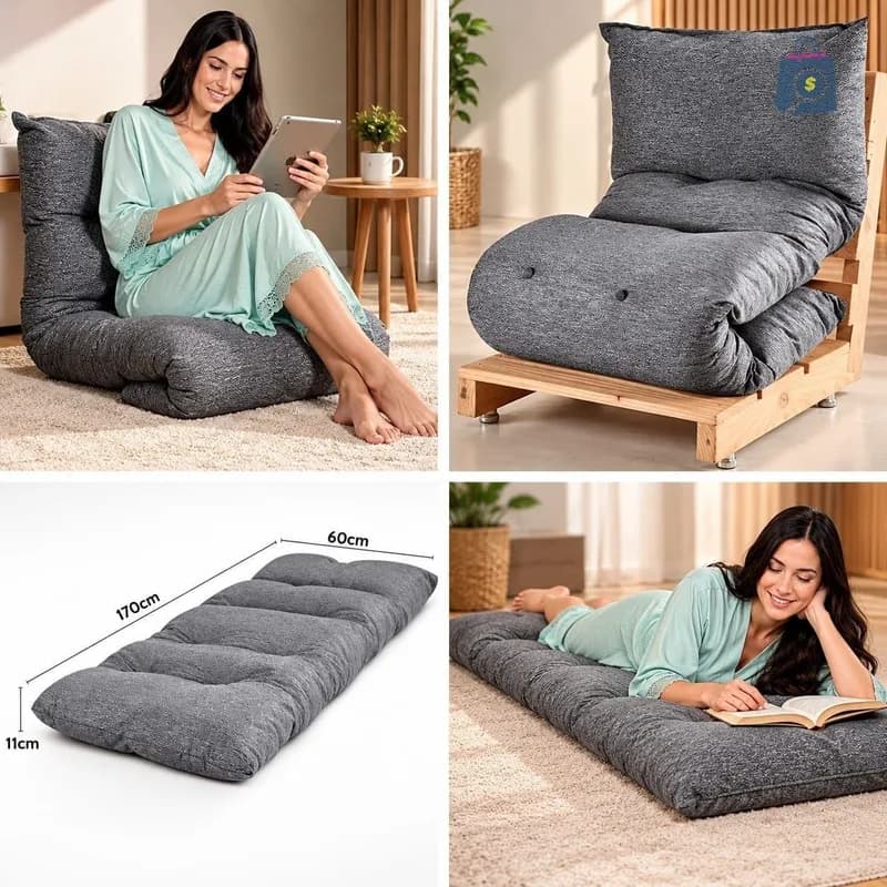 Futon Colchonete Solteiro Enrolável e Dobrável 170x60cm Grafite