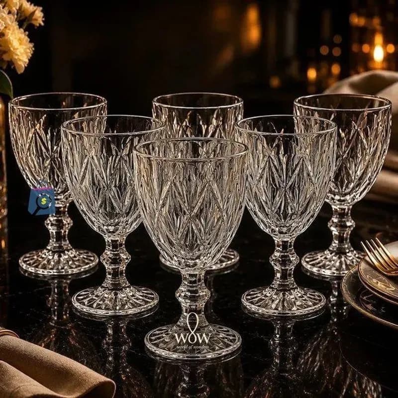 Jogo de 6 Taças de Vidro Diamond Cristal 330ml 6 Peças Wow World of Wonders