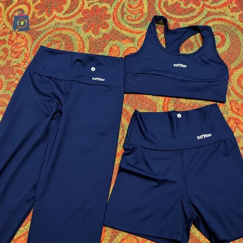 Kit Conjunto Feminino Fitness Top Nadador + Legging + Short