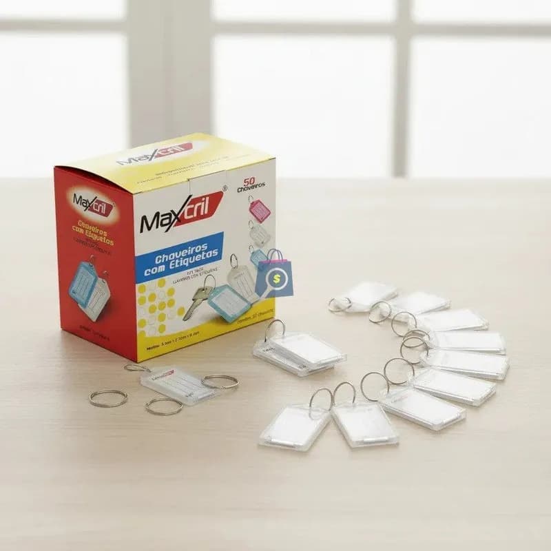Chaveiro Argola Identificador 50 Un Maxcril Branco