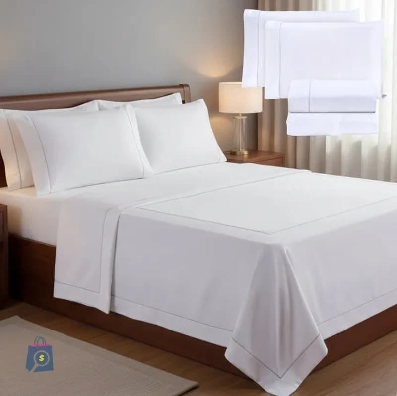 Jogo De Cama Casal Padrão Percal 400 Fios Ponto Palito 04 Peças, Antiácaro, Não Faz Bolinha Toque Extra Macio – Branco -