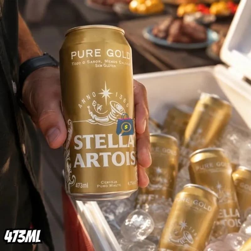 Cerveja Sem Glúten Stella Artois, Pure Gold, Lata 473ml, Pack com 12 unidades