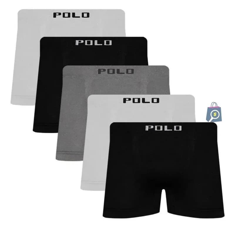 Kit 5 Cuecas Boxer Polo Star Microfibra Conforto Sortida