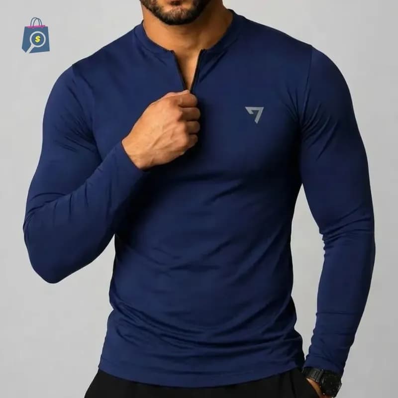 Camisa Térmica Masculina Segunda Pele Manga Longa com Zíper
