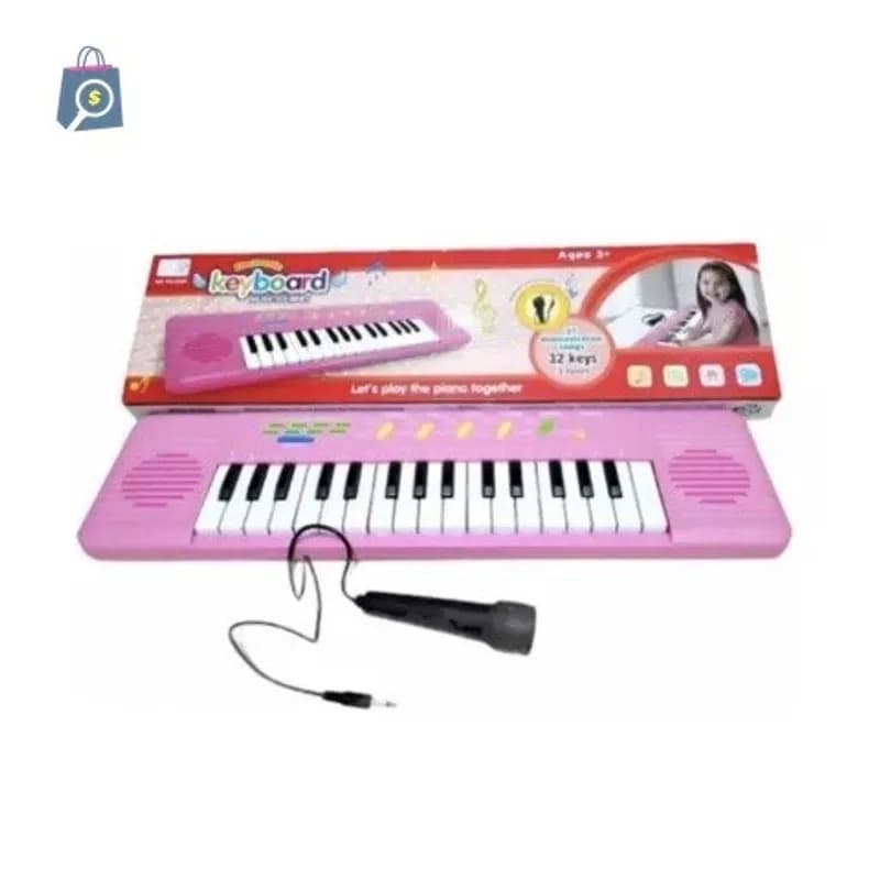 Teclado Piano Infantil Com Microfone Rosa