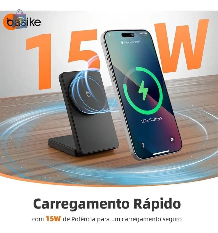 Suporte de Carregador por Indução Sem Fio Magnético Basike
