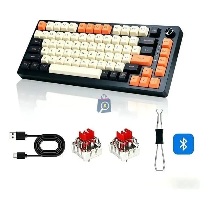 Teclado Gamer MK32 75% 2.4GHz USB-C Bluetooth 5.0 Inglês US Laranja