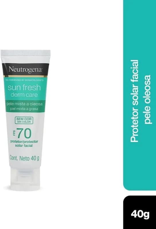 Protetor Solar Facial Neutrogena Sun Fresh Derm, Sem Cor, FPS 70, 40g