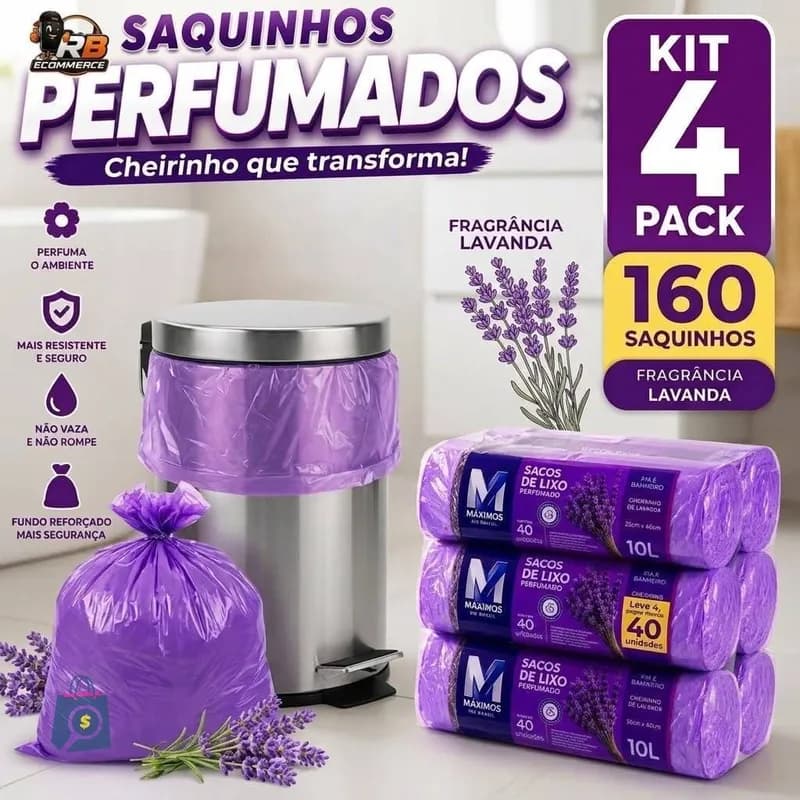 Kit 4 Sacos de Lixo Perfumados Lavanda