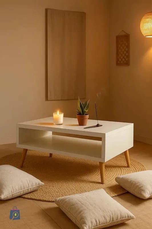 Mesa de Centro Moderna Madeira Design Decorativo Pé Palito Branco