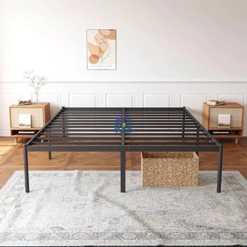 Cama De Casal 138x188cm, Estrutura Metálica Preta
