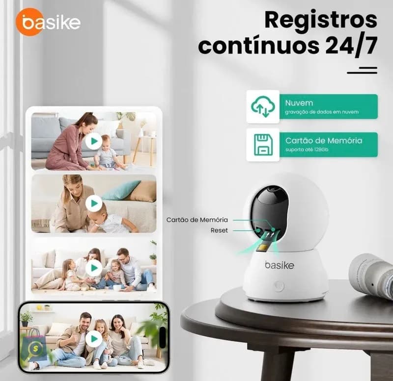 Câmera de Segurança Wi-Fi Interna 360° Full HD
