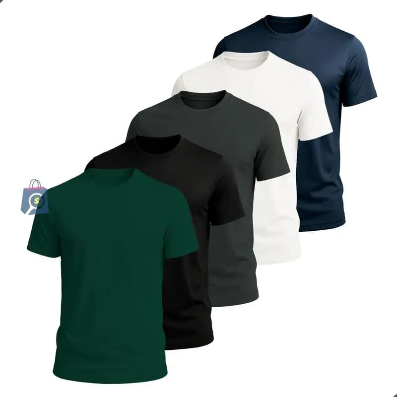 Kit 5 Camisetas Básica Masculina Dry Fit Esporte Treino Lisa