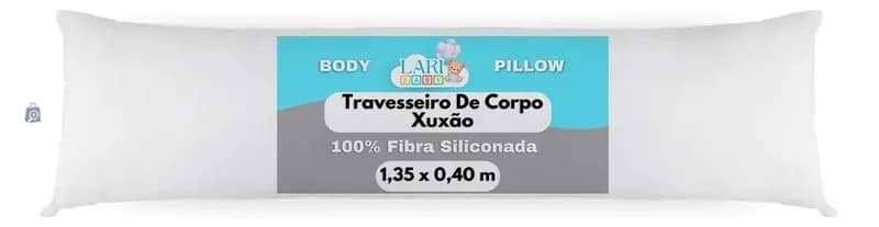 Travesseiro de Corpo Laribaby Antialérgico Xuxão com Fronha e Zíper Branco 1,35 x 0,40 m