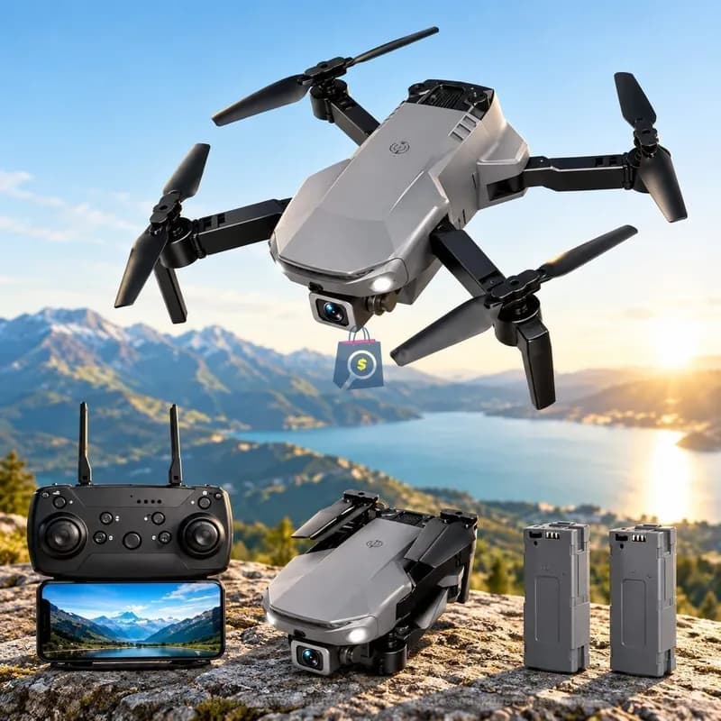 Mini Drone Pro Dobrável Wi-Fi FPV com Câmera e 2 Baterias