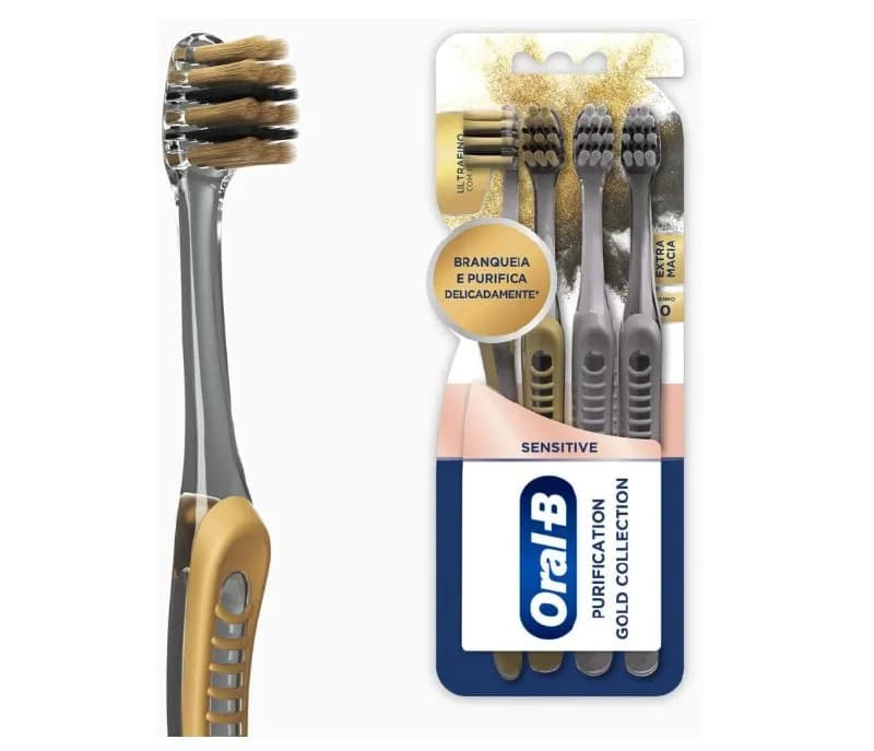 Oral-B Escova de Dente Sensitive Purification Gold Extra Macia 4 Unidades