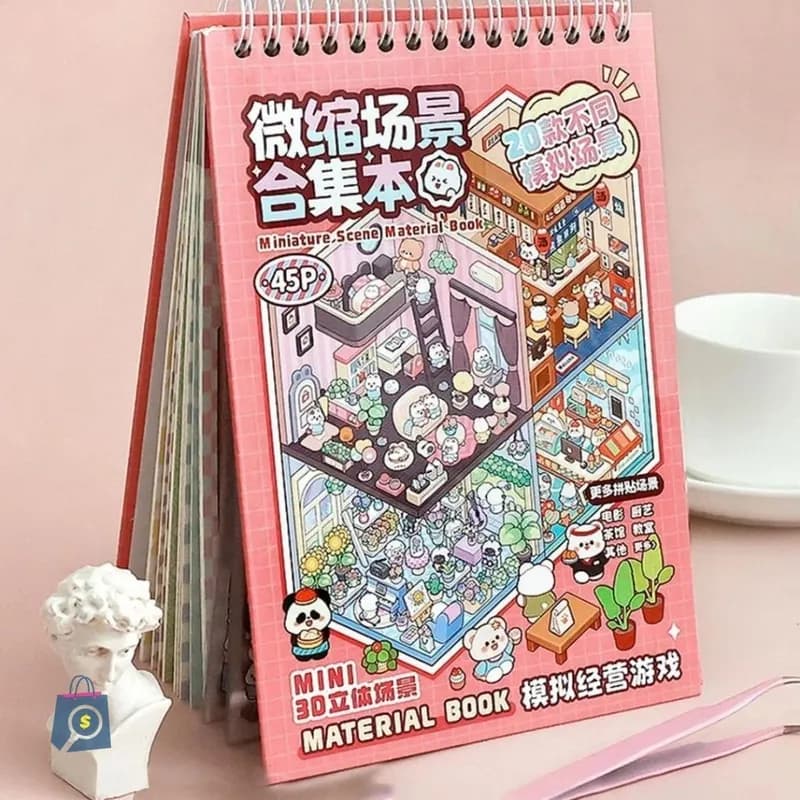 Caderno Adesivos 3D com 20 Cenários para Montar e Decorar