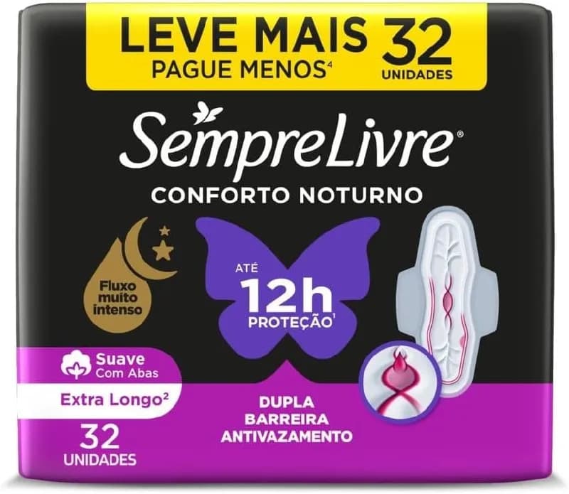 Absorvente Noturno com Abas Sempre Livre