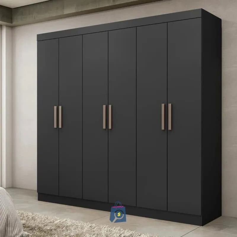Guarda Roupa Casal 6 Portas em Mdp 180cm Paris Espresso Móveis Preto