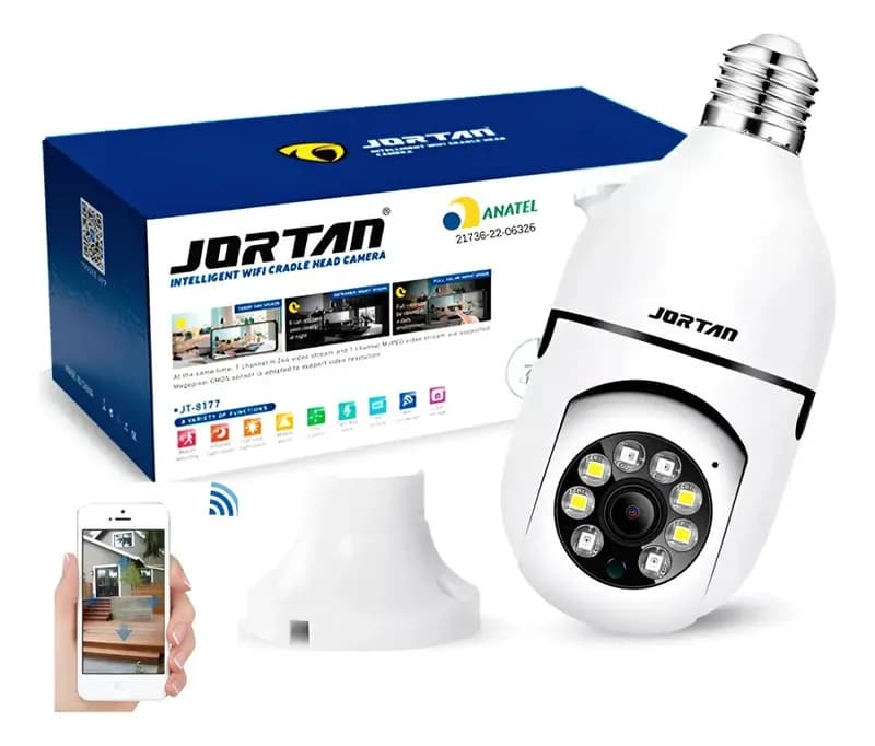 Câmera Lâmpada Segurança Inteligente Visão Noturna Hd Wifi