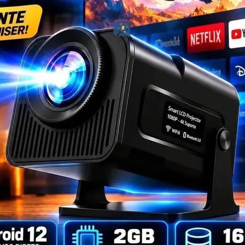 Projetor HY320 390 ANSI Full HD WiFi 6 4K Android Bluetooth