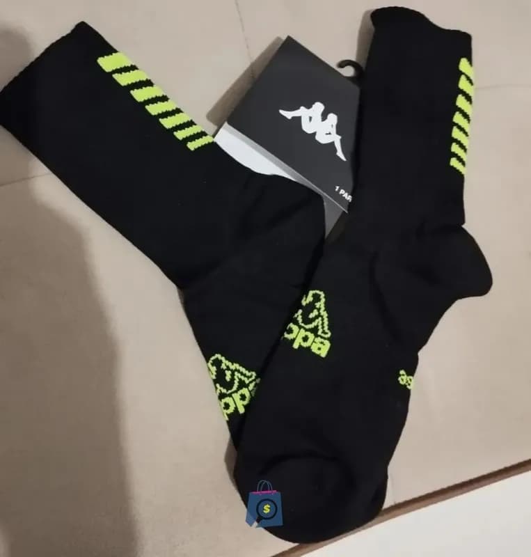 Meia Kappa Esportiva Next Corrida Poliamida Original Preto-Verde