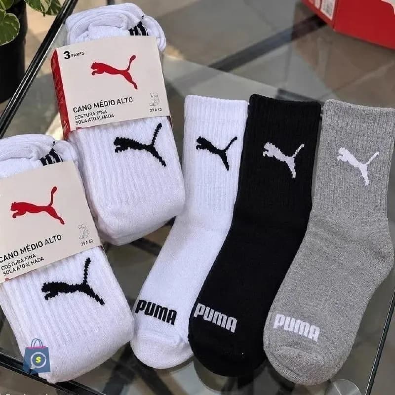 Kit 6 Pares de Meias Puma Cano Médio Alto Atoalhada