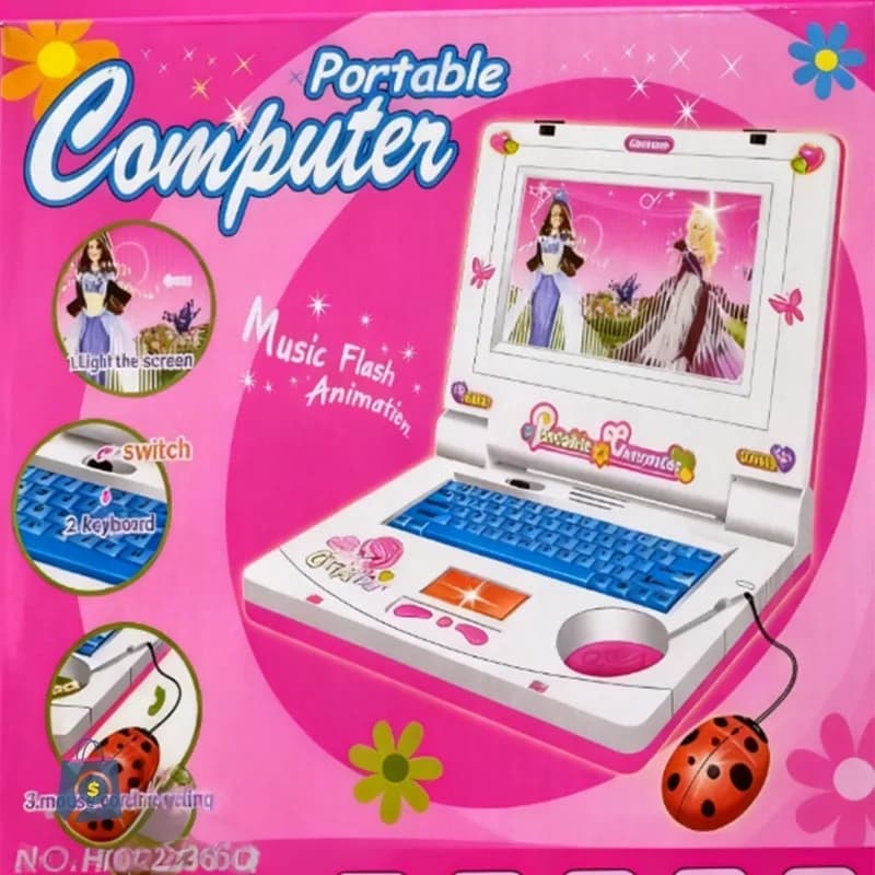 Laptop Infantil Musical Rosa - Música, Luzes e Criatividade em um Design Compacto