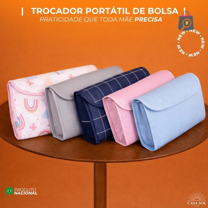 Trocador de Bolsa Portátil Acolchoado Dobrável com Bolso