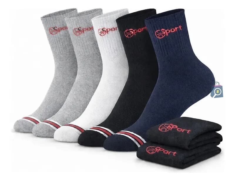 Kit 12 Pares de Meias Cano Médio Sport Mistas 40-46