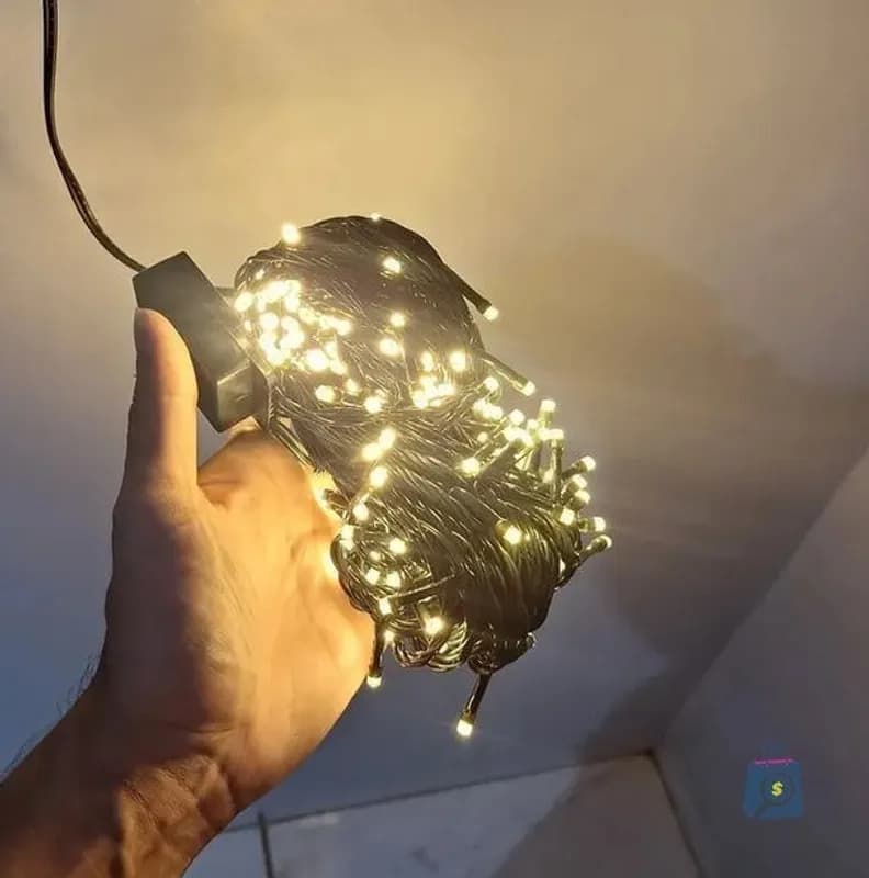 Cordão 200 LEDs Pisca 20 Metros 8 Funções V8 Natal Fio Verde