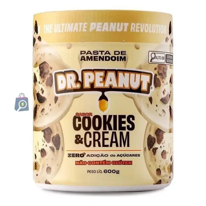 Suplemento em Pasta Dr. Peanut Melhor Pasta de Amendoim Cremosa Sabor Cookies and Cream 600g