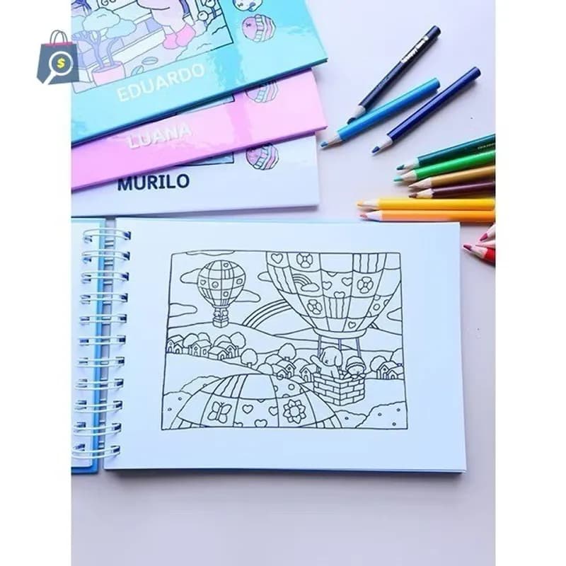 Livro para Colorir Booboo Goods Ursinhos Cute 50 Desenhos Papel Grosso 180g A5 com Acetato